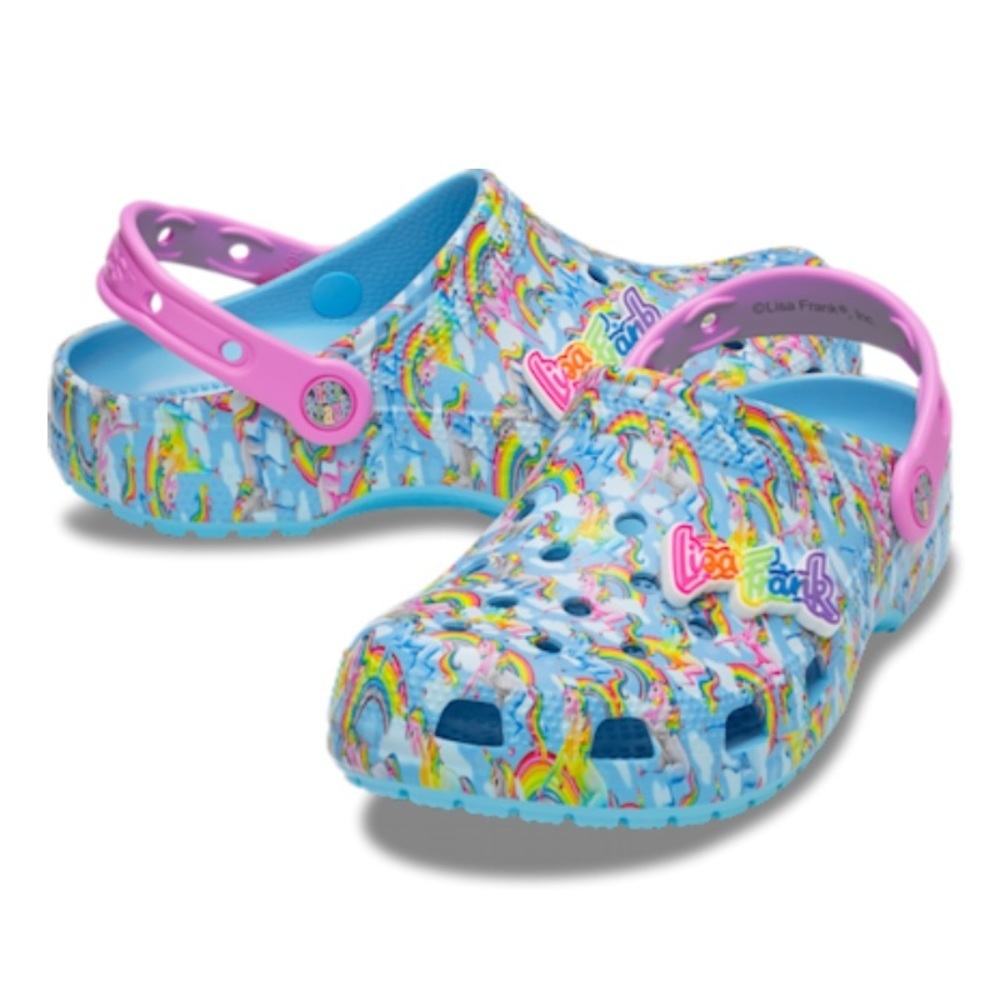 NWT Crocs Lisa Frank Blue Unicorn Clogs